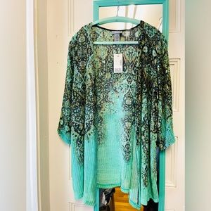 NWT Catherines 14/16W Turquoise Knit 3/4 Sleeve Cardigan